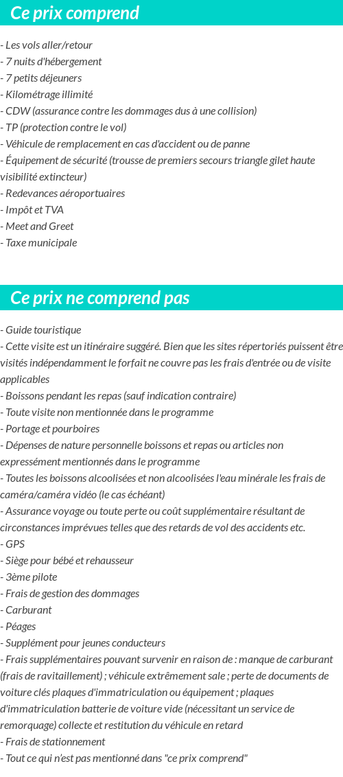 Conditions tarifaires