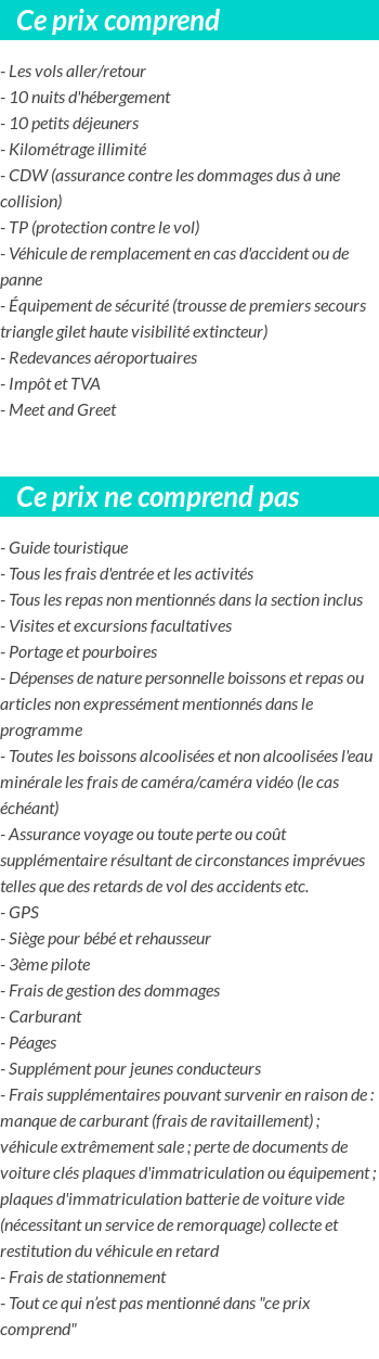 Conditions tarifaires