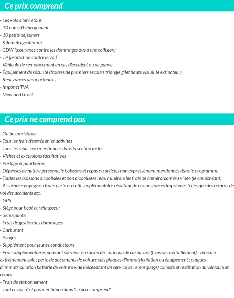 Conditions tarifaires