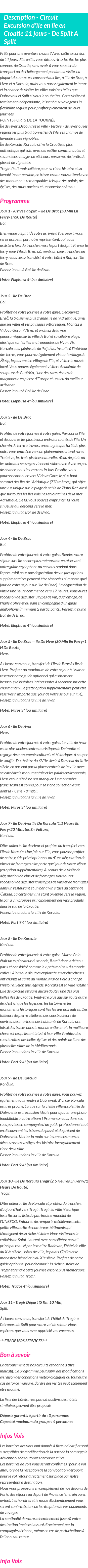 Détails du séjour