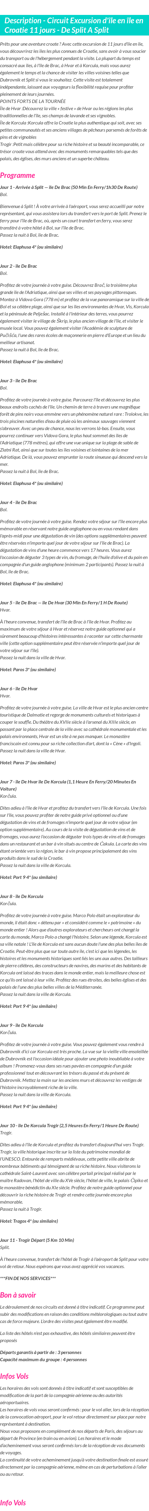 Détails du séjour