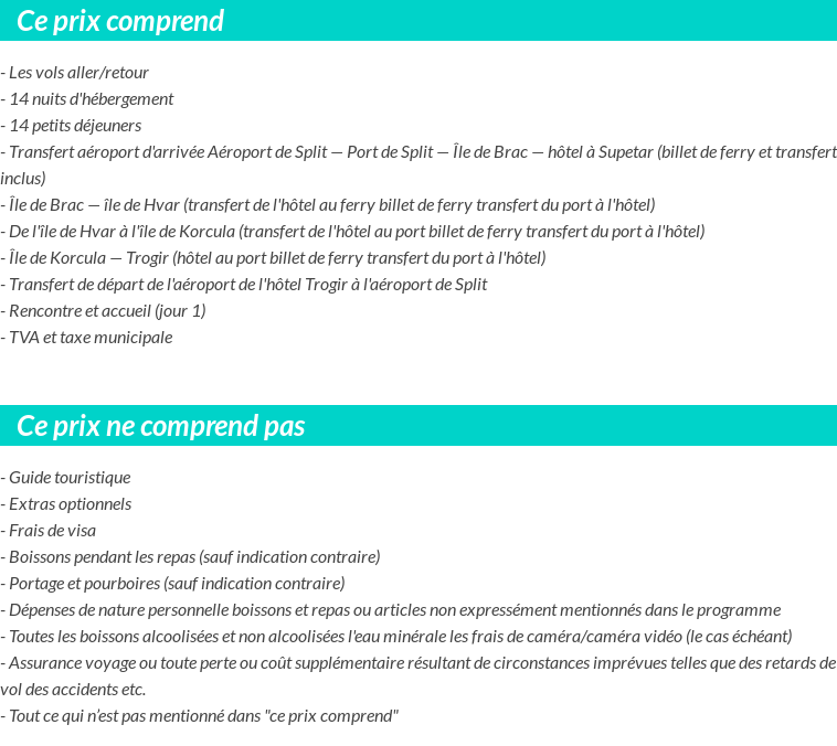 Conditions tarifaires