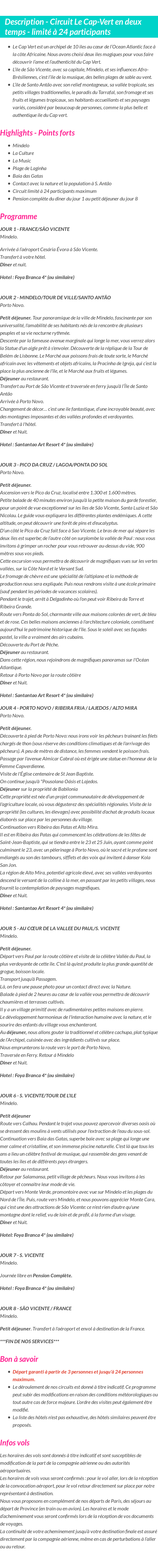 Détails du séjour