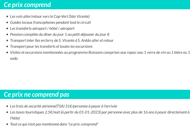 Conditions tarifaires
