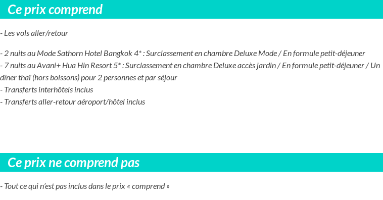 Conditions tarifaires