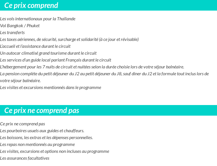 Conditions tarifaires