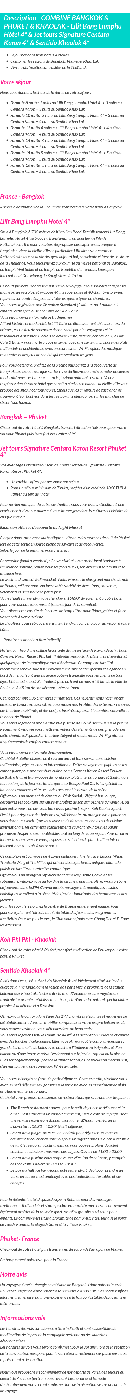 Détails du séjour