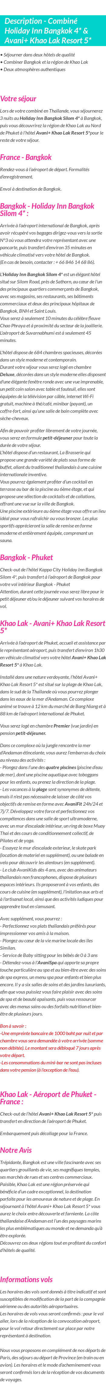 Détails du séjour