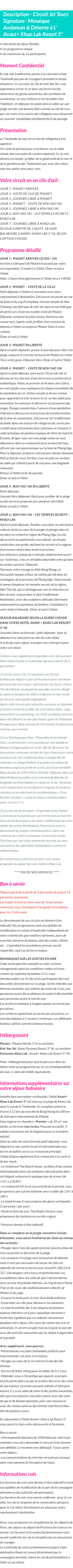 Détails du séjour