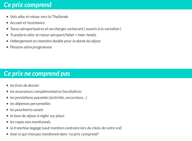 Conditions tarifaires