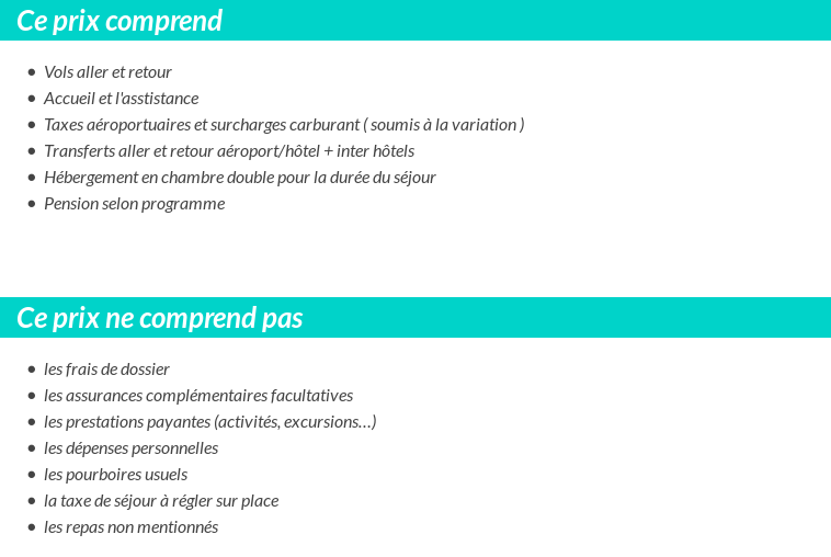 Conditions tarifaires
