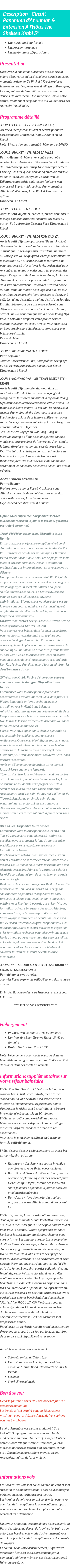Détails du séjour