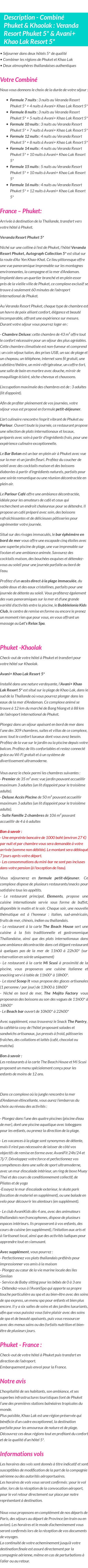 Détails du séjour