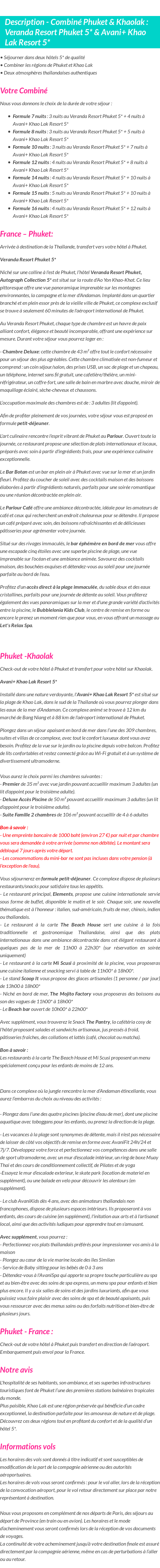 Détails du séjour