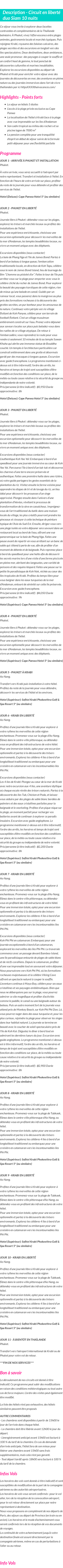 Détails du séjour