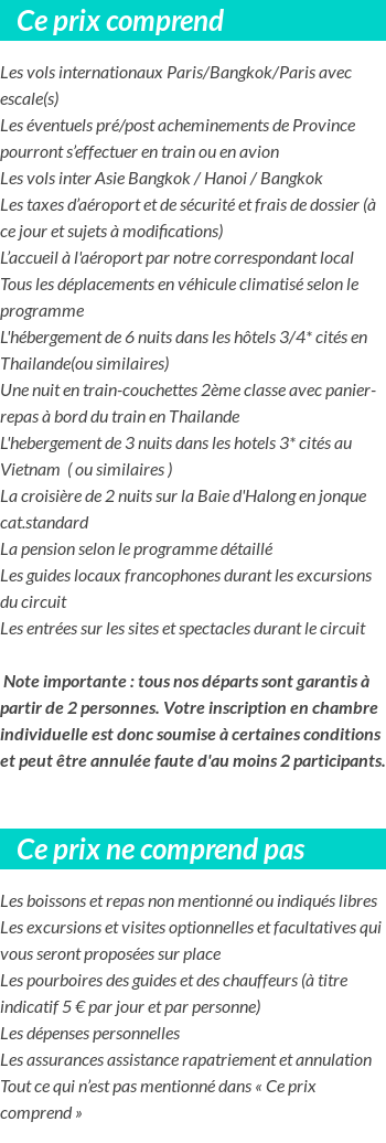 Conditions tarifaires