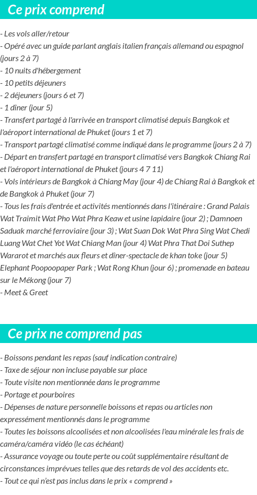 Conditions tarifaires