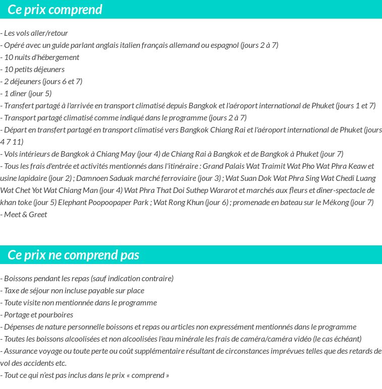 Conditions tarifaires