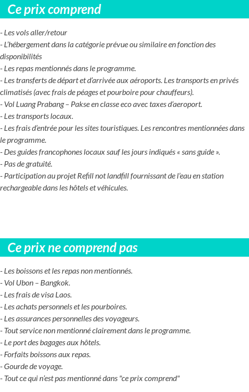 Conditions tarifaires