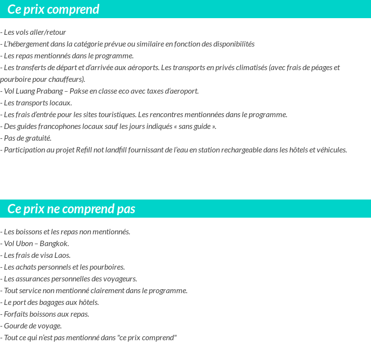 Conditions tarifaires