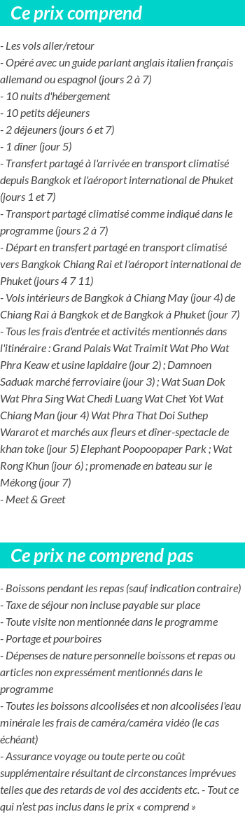 Conditions tarifaires