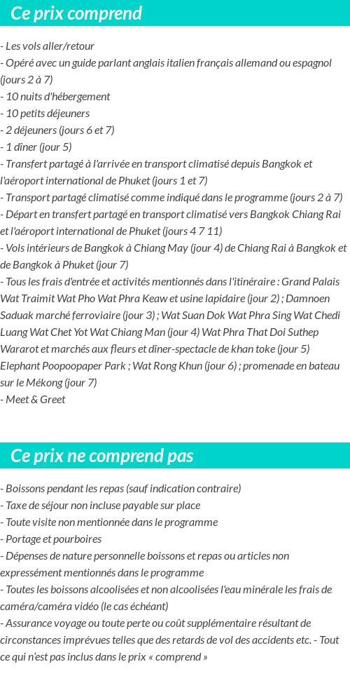 Conditions tarifaires