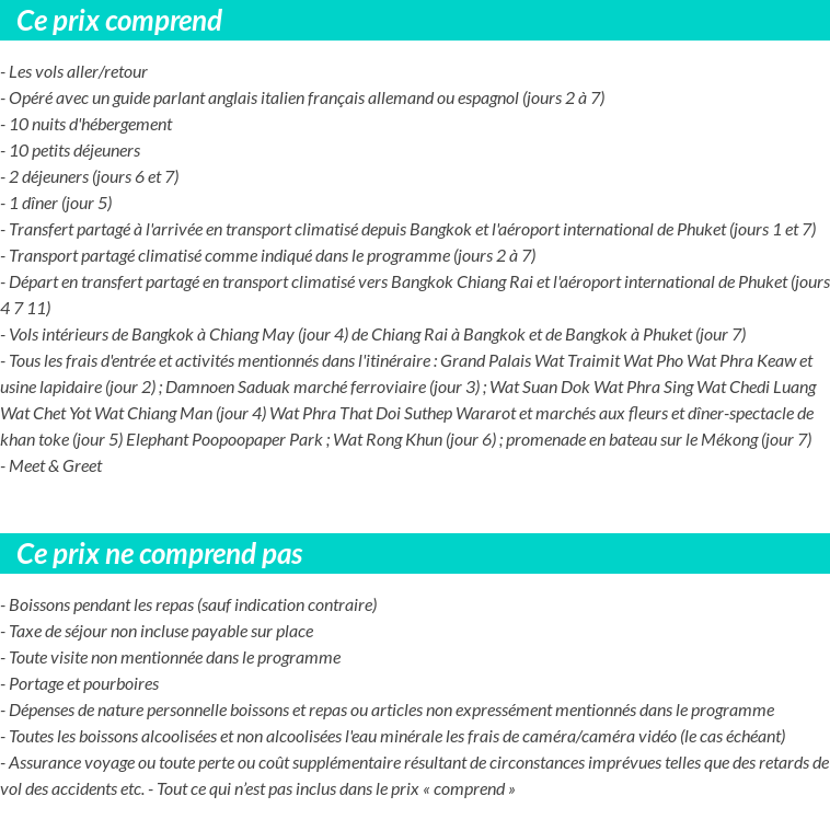 Conditions tarifaires