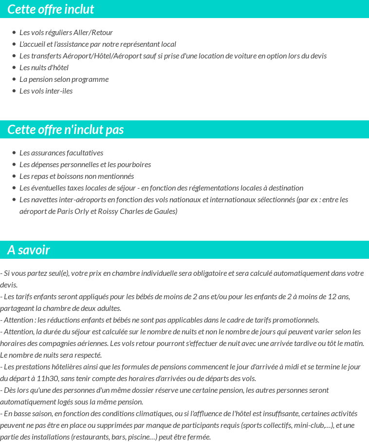 Conditions tarifaires