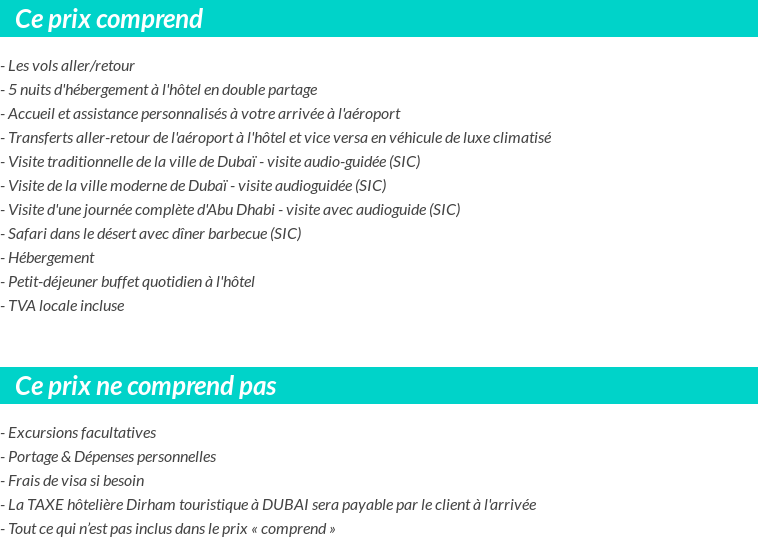 Conditions tarifaires