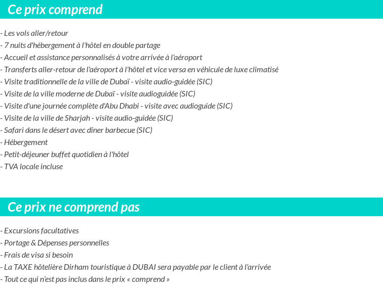 Conditions tarifaires