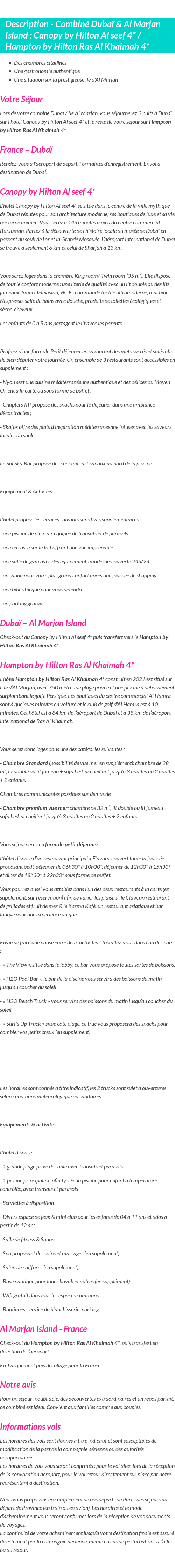 Détails du séjour