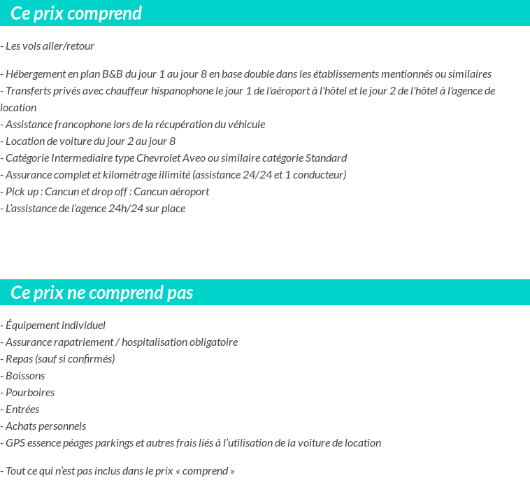 Conditions tarifaires