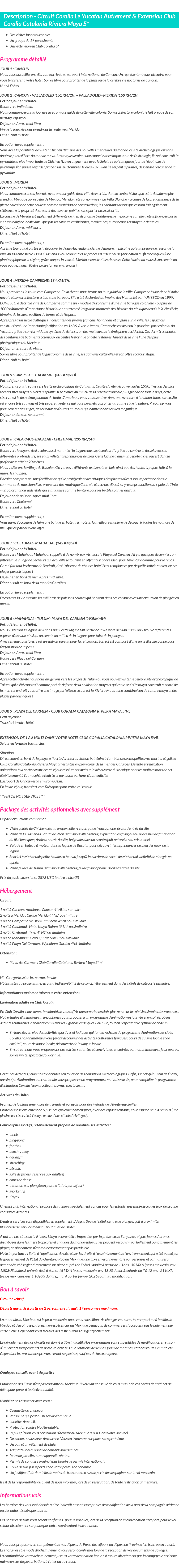 Détails du séjour