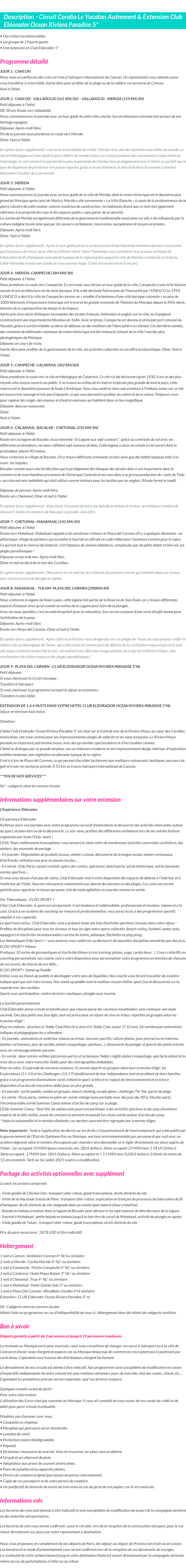 Détails du séjour
