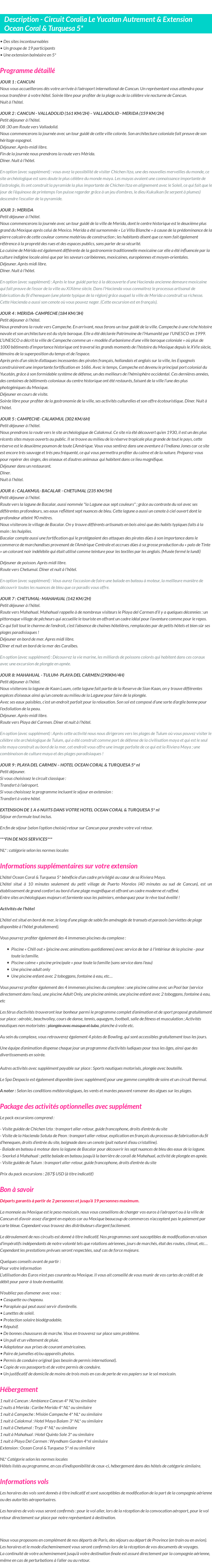 Détails du séjour