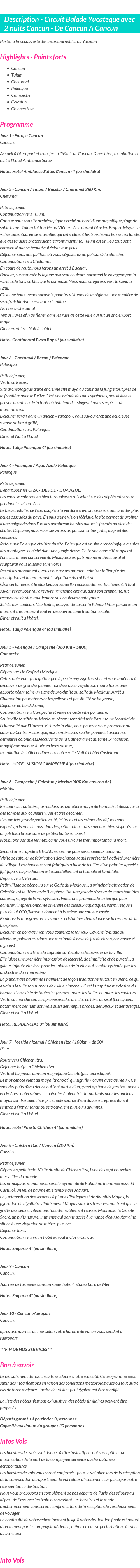 Détails du séjour