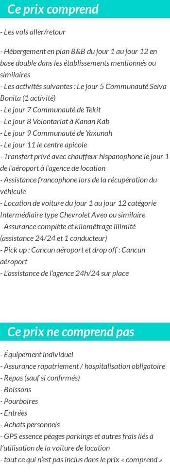 Conditions tarifaires