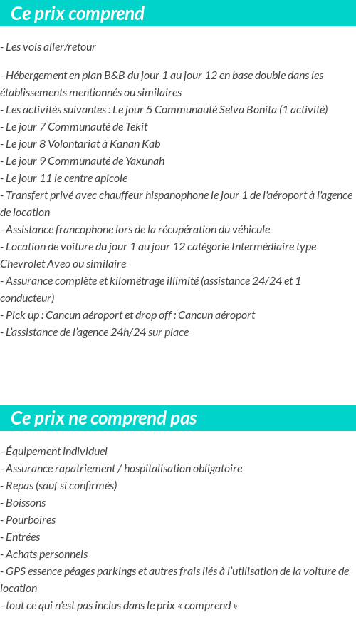 Conditions tarifaires