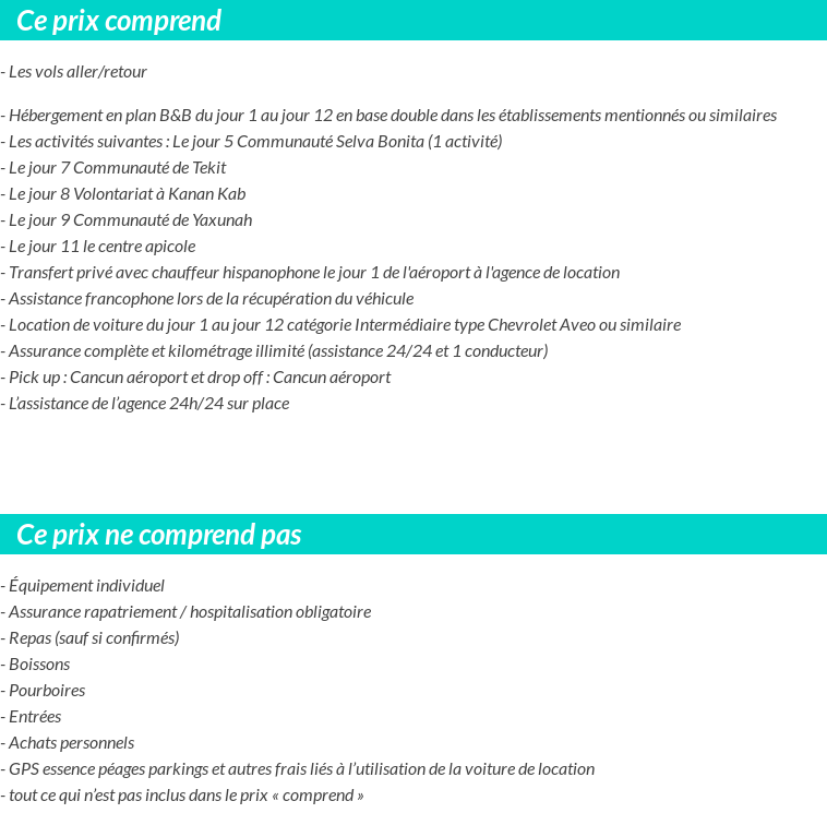 Conditions tarifaires
