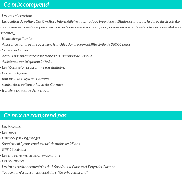 Conditions tarifaires