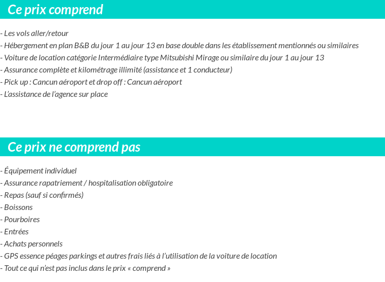 Conditions tarifaires