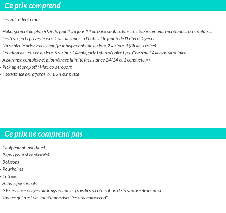 Conditions tarifaires
