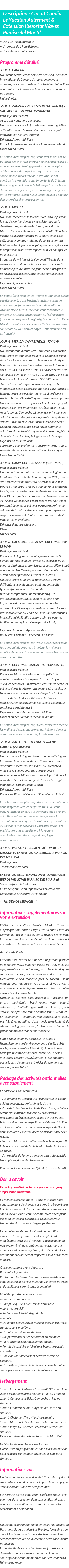 Détails du séjour