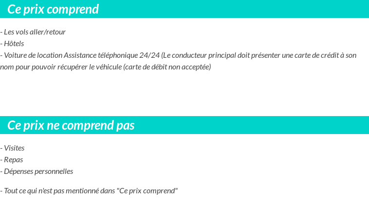 Conditions tarifaires