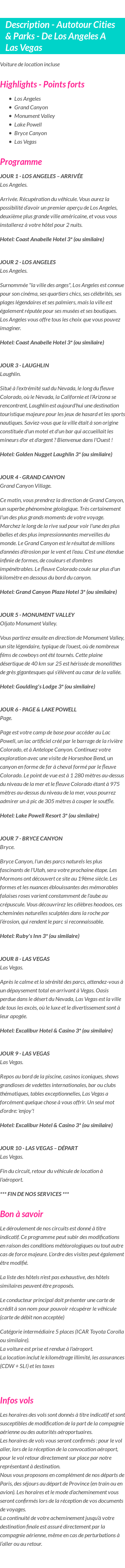 Détails du séjour
