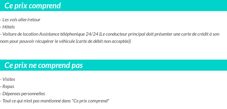 Conditions tarifaires