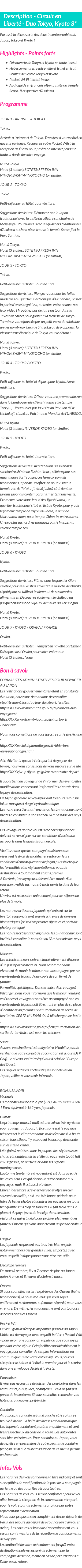 Détails du séjour
