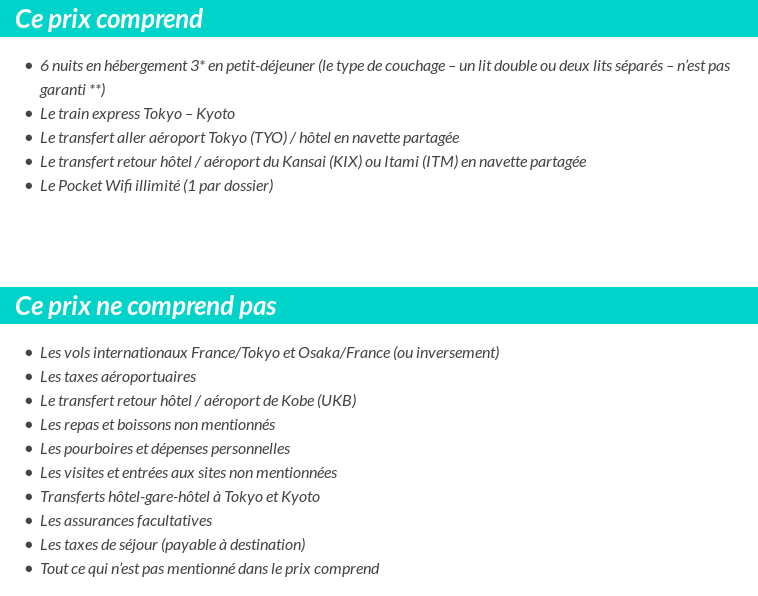 Conditions tarifaires