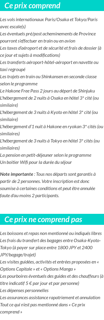 Conditions tarifaires