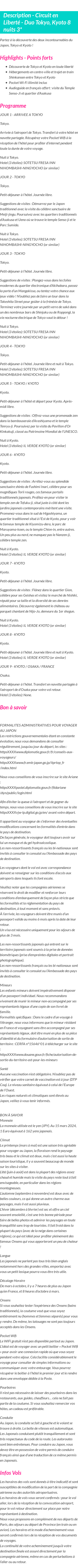 Détails du séjour